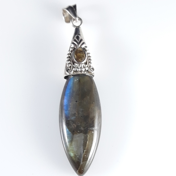 Spectrolite Labradorite and Citrine Pendant - Picture 2 of 9